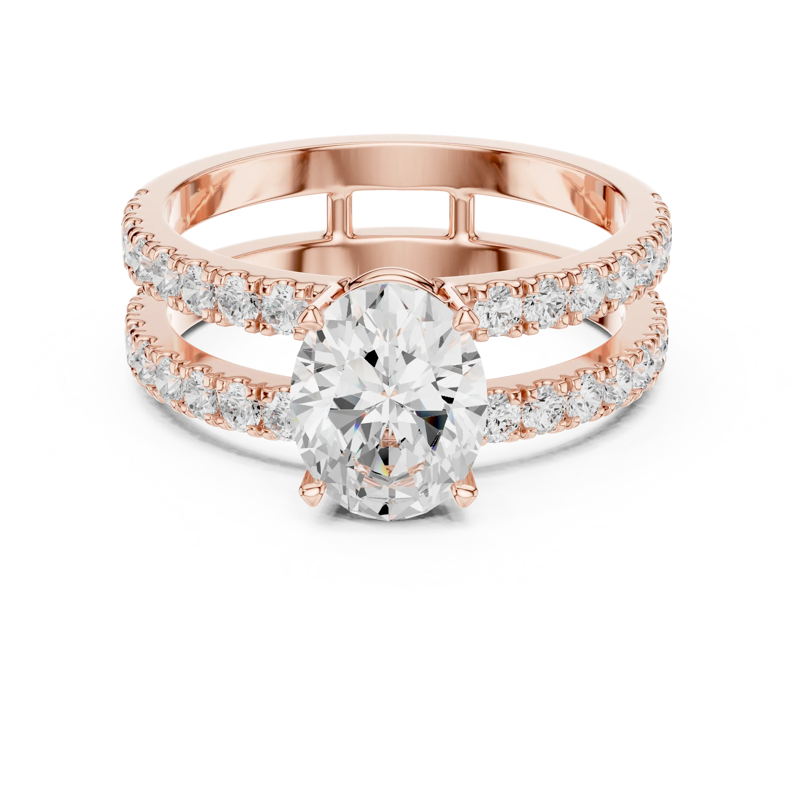 1.57 CT White Gold Split Shank Oval VVS1 Lab Diamond Engagement Ring