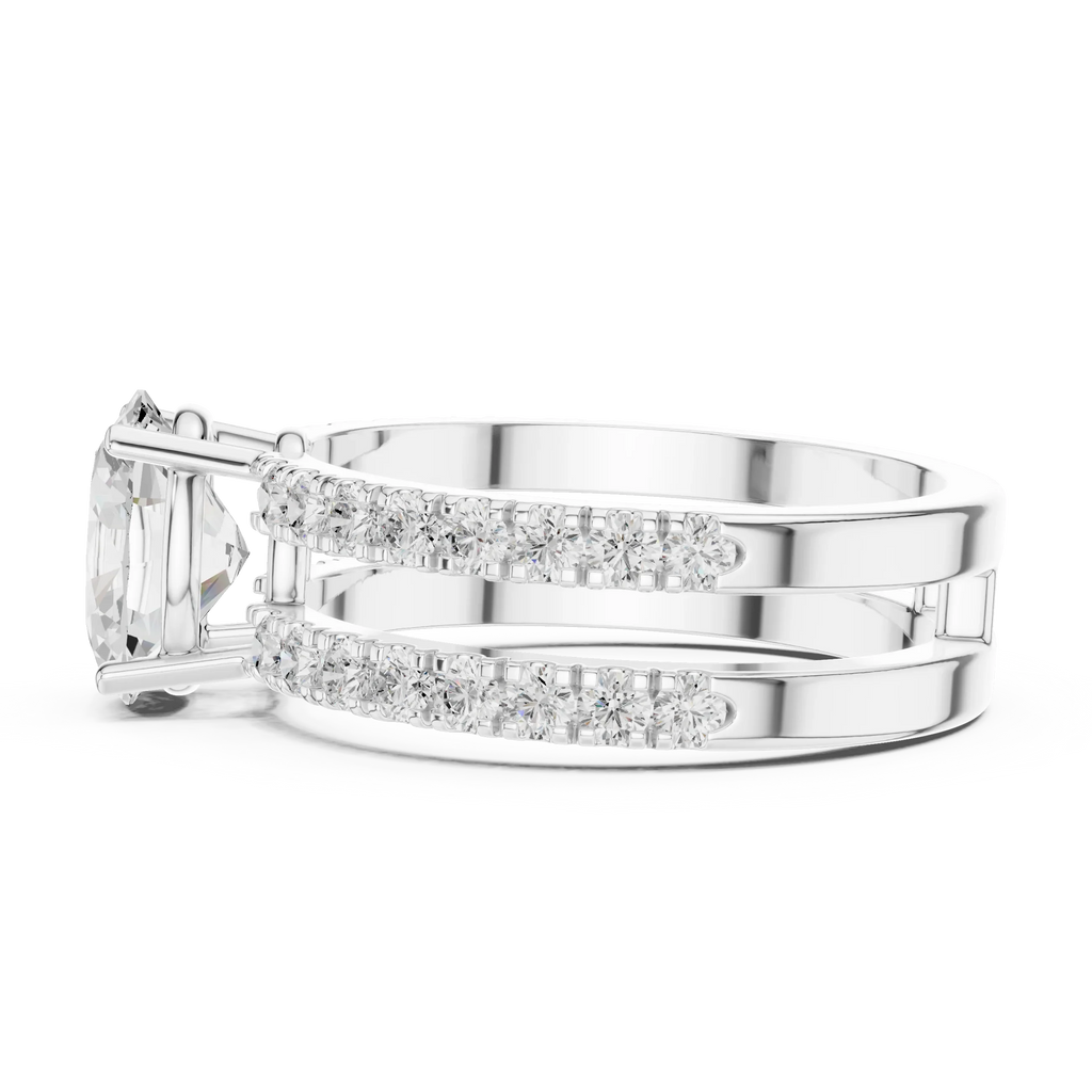 1.57 CT White Gold Split Shank Oval VVS1 Lab Diamond Engagement Ring