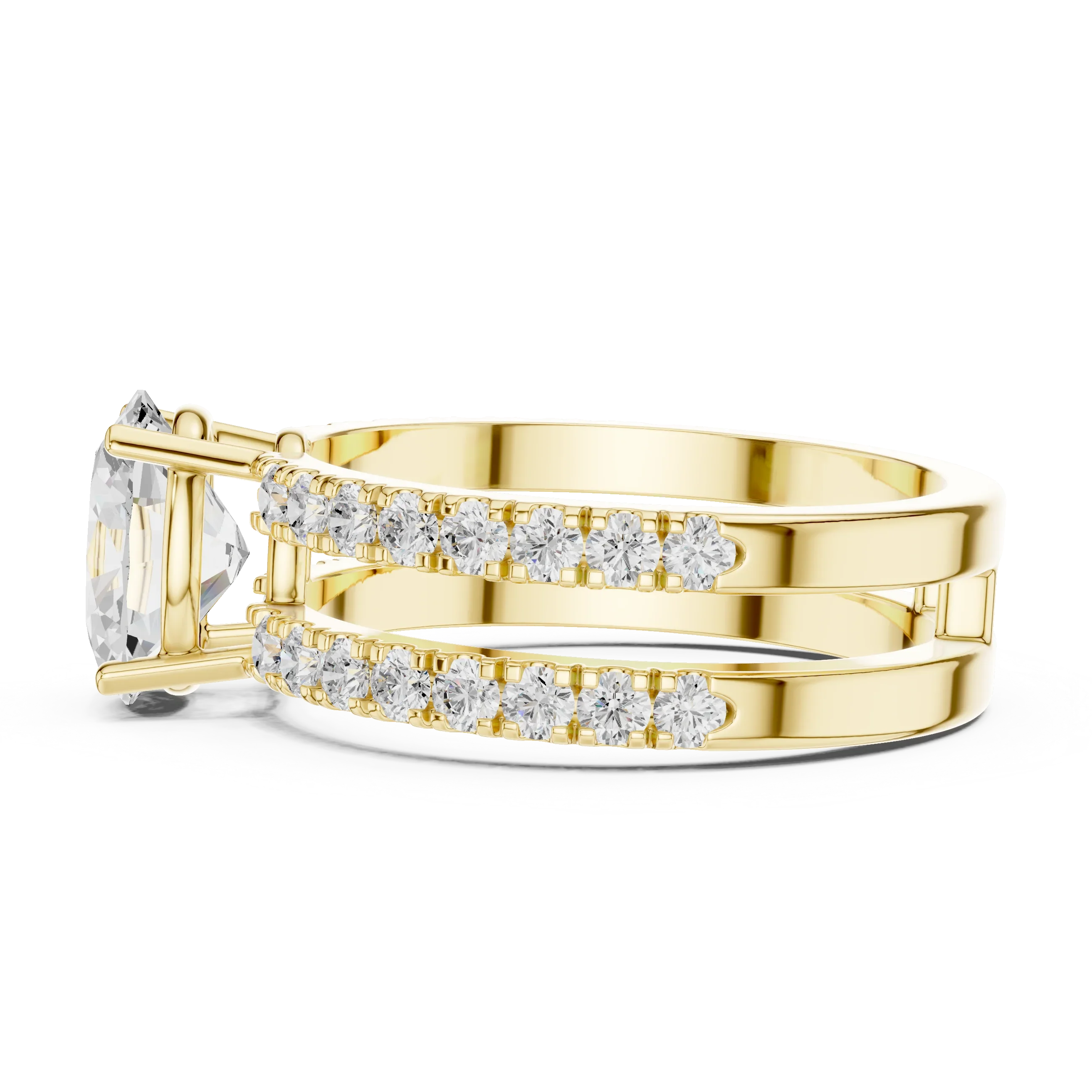 1.57 CT White Gold Split Shank Oval VVS1 Lab Diamond Engagement Ring