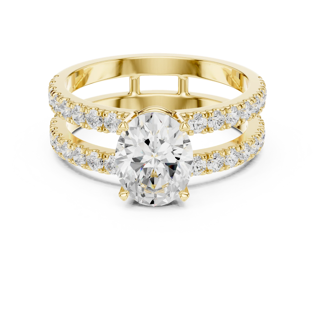 1.57 CT White Gold Split Shank Oval VVS1 Lab Diamond Engagement Ring
