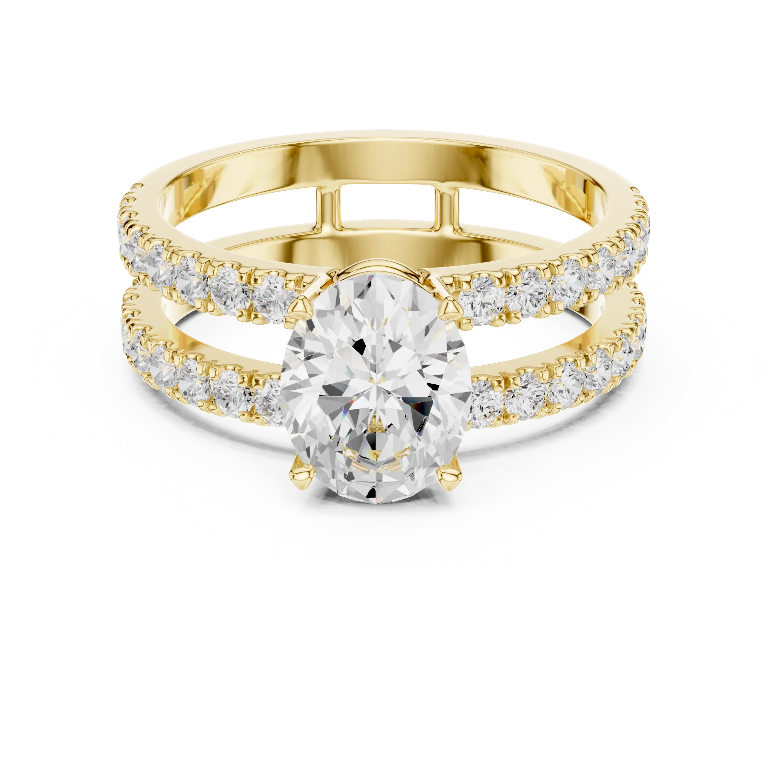 1.57 CT White Gold Split Shank Oval VVS1 Lab Diamond Engagement Ring
