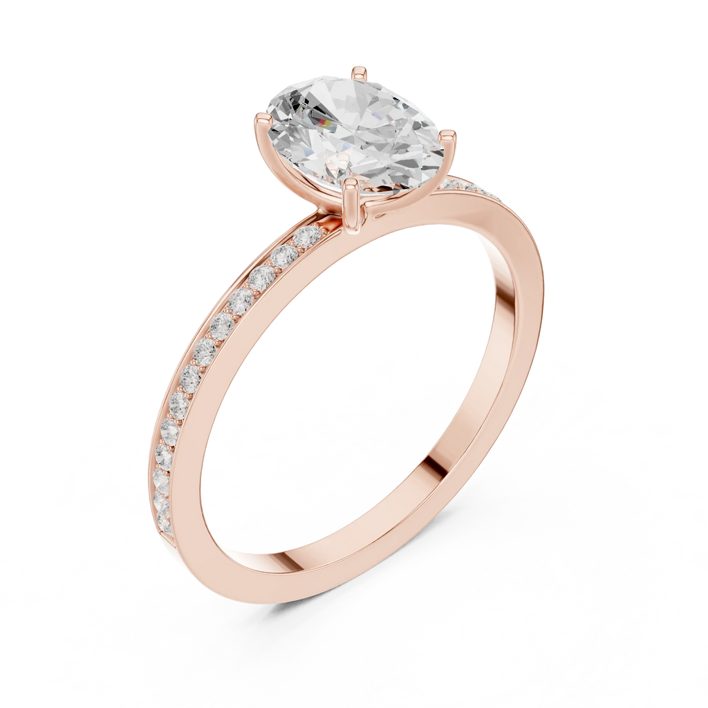 0.13 CTW White Gold Oval VVS1 Moissanite Engagement Ring