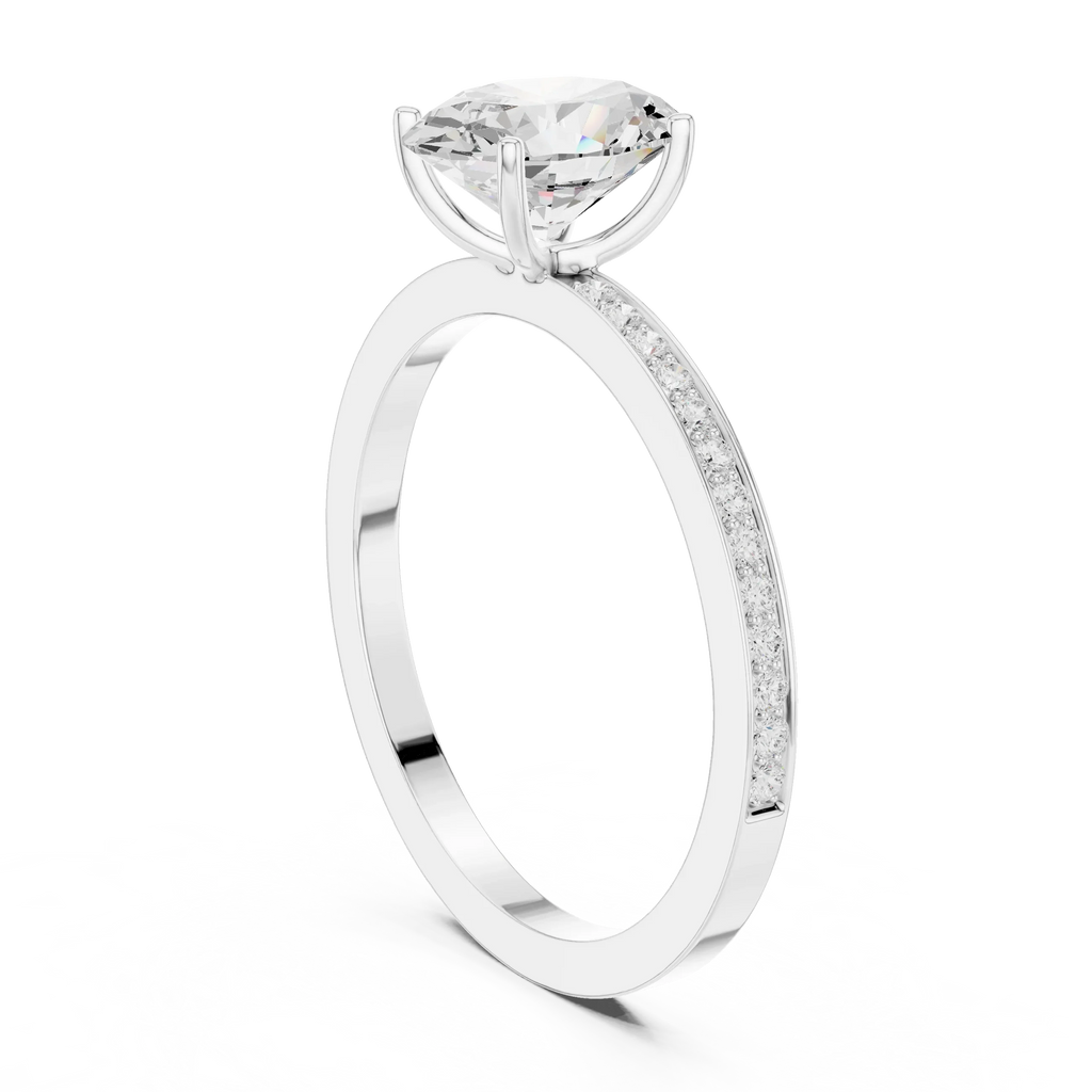 0.13 CTW White Gold Oval VVS1 Moissanite Engagement Ring