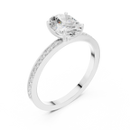0.13 CTW White Gold Oval VVS1 Moissanite Engagement Ring