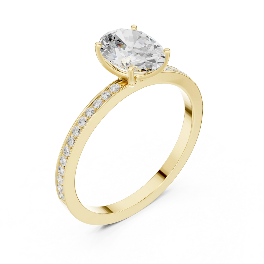 0.13 CTW White Gold Oval VVS1 Moissanite Engagement Ring