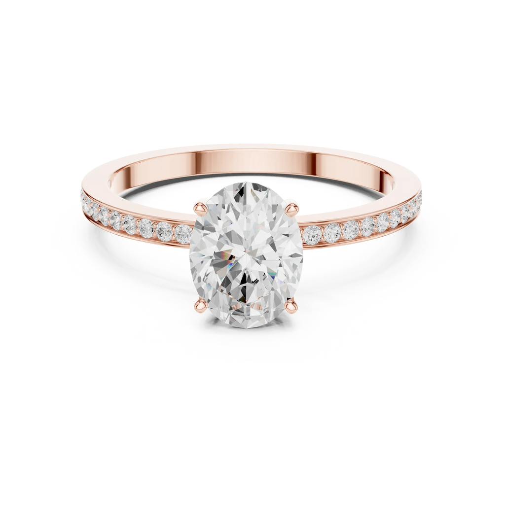 0.13 CTW White Gold Oval VVS1 Moissanite Engagement Ring