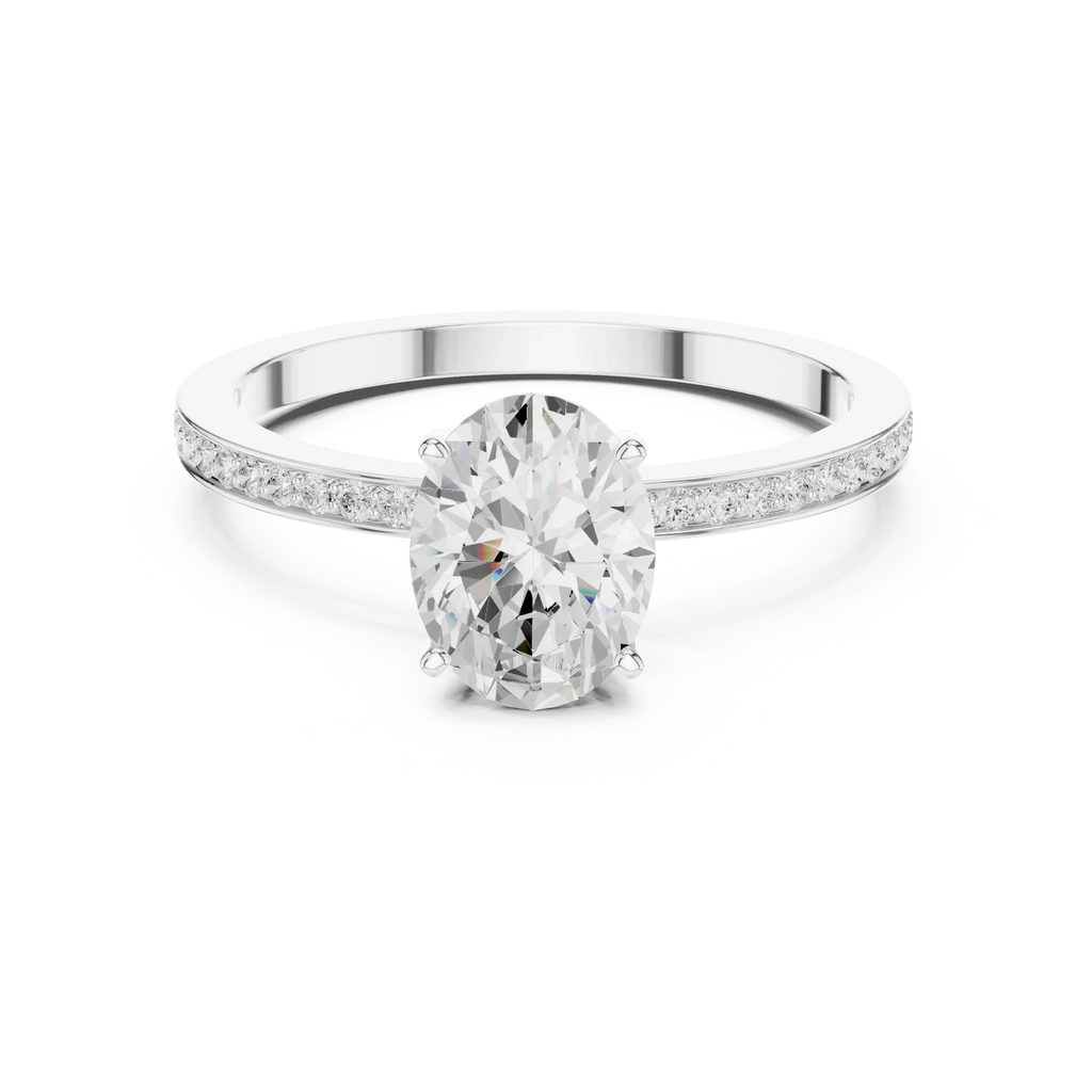 0.13 CTW White Gold Oval VVS1 Moissanite Engagement Ring