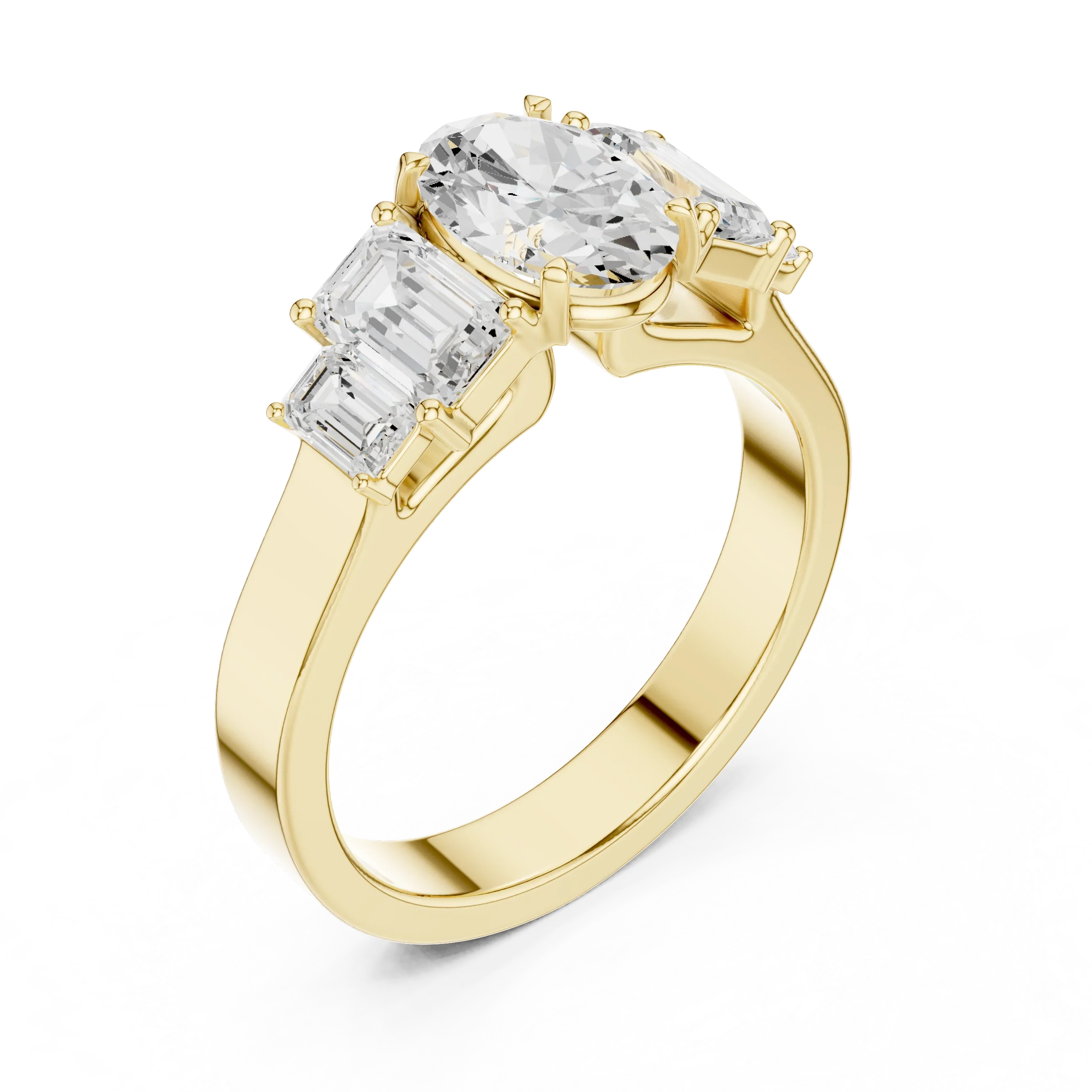 1.75CT 10K Yellow Gold Oval Cut Moissanite Anniversary Ring
