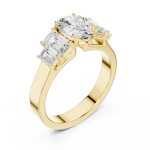 1.75CT 10K Yellow Gold Oval Cut Moissanite Anniversary Ring