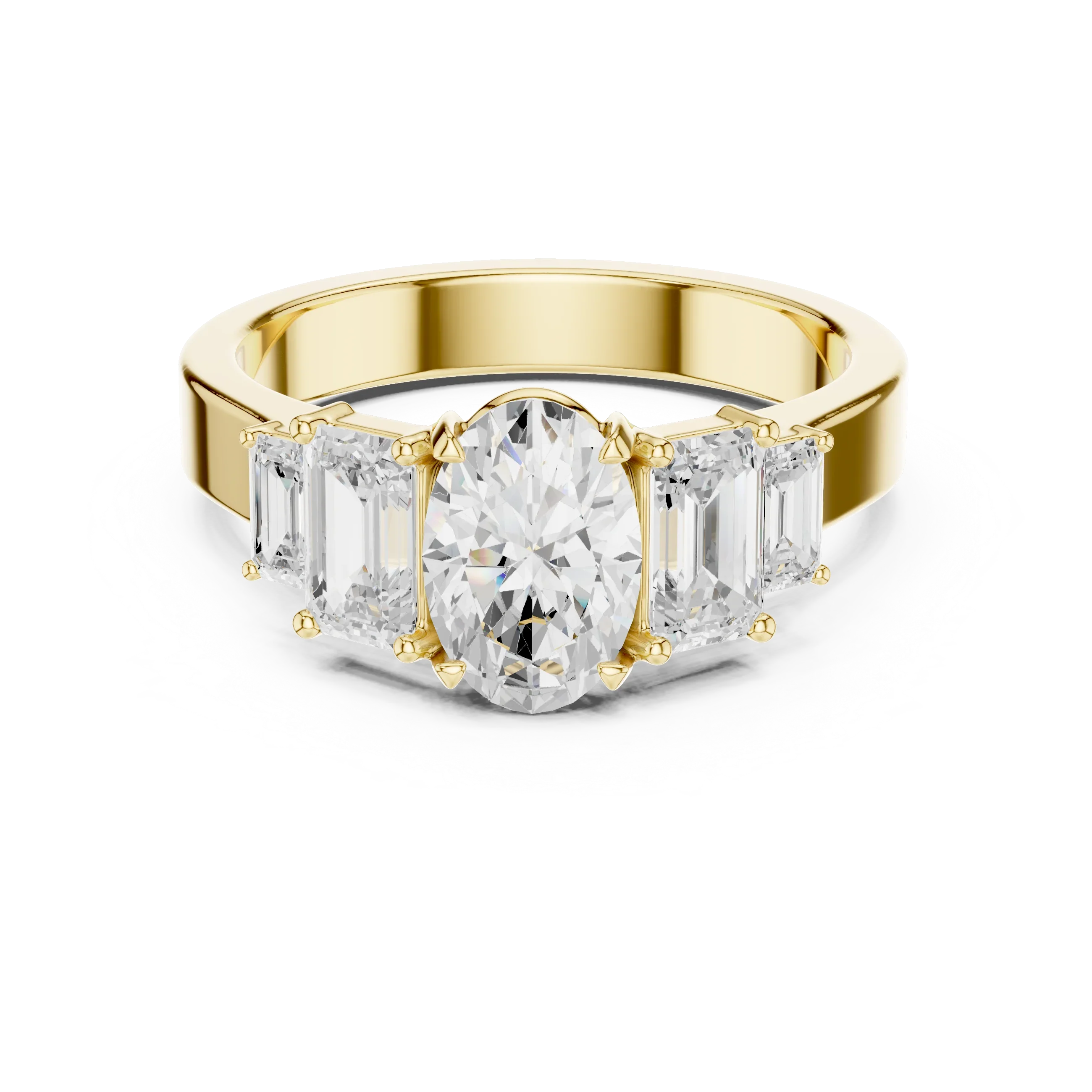 1.75CT 10K Yellow Gold Oval Cut Moissanite Anniversary Ring