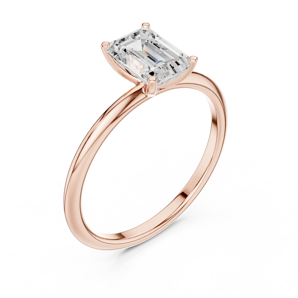 1.00 CTW 18K White Gold Emerald VVS1 Moissanite Solitaire Ring