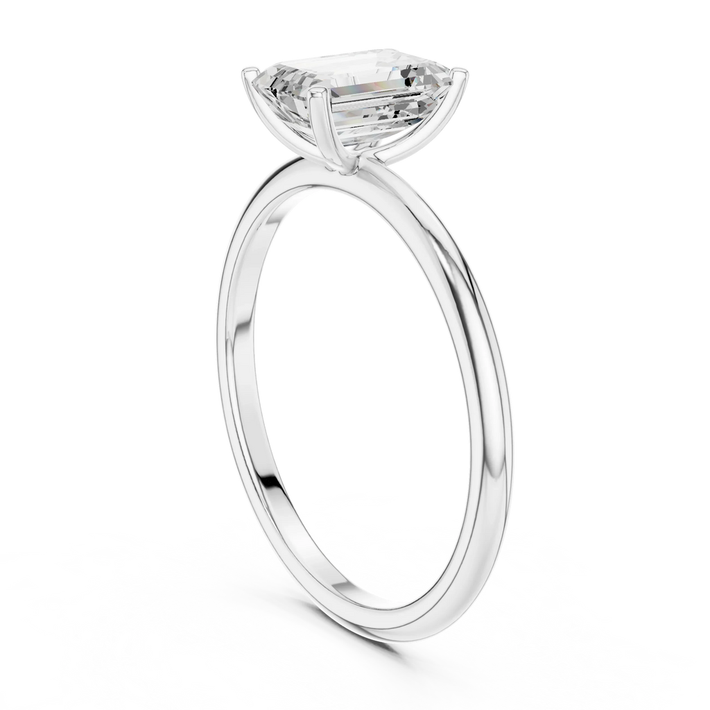 1.00 CTW 18K White Gold Emerald VVS1 Moissanite Solitaire Ring