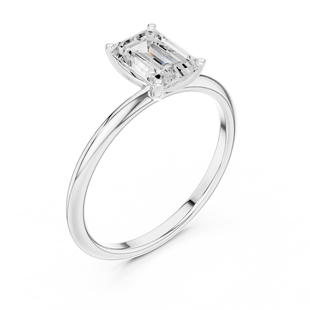 1.00 CTW 18K White Gold Emerald VVS1 Moissanite Solitaire Ring