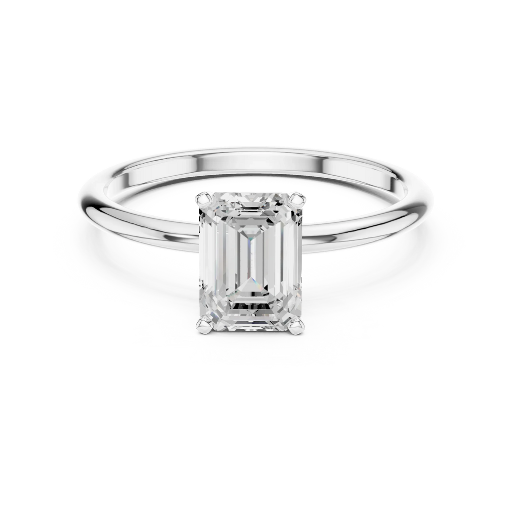 1.00 CTW 18K White Gold Emerald VVS1 Moissanite Solitaire Ring