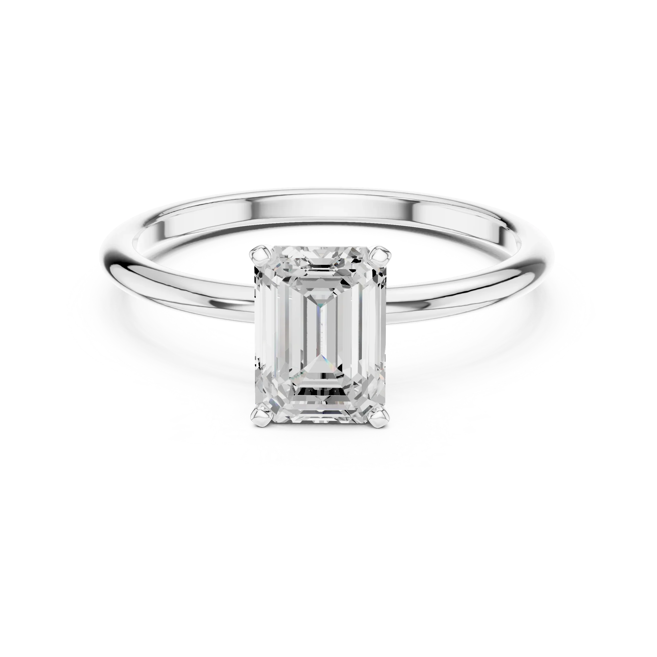 1.00 CTW 18K White Gold Emerald VVS1 Moissanite Solitaire Ring