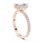 1.34 CTW 14K White Gold Hidden Halo Emerald Moissanite Engagement Ring