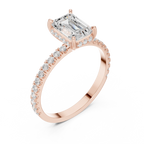 1.34 CTW 14K White Gold Hidden Halo Emerald Moissanite Engagement Ring
