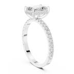 1.34 CTW 14K White Gold Hidden Halo Emerald Moissanite Engagement Ring
