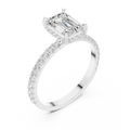 1.34 CTW 14K White Gold Hidden Halo Emerald Moissanite Engagement Ring