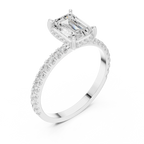1.34 CTW 14K White Gold Hidden Halo Emerald Moissanite Engagement Ring