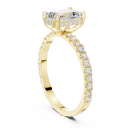 1.34 CTW 14K White Gold Hidden Halo Emerald Moissanite Engagement Ring