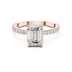 1.34 CTW 14K White Gold Hidden Halo Emerald Moissanite Engagement Ring