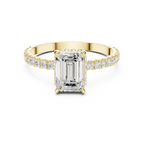 1.34 CTW 14K White Gold Hidden Halo Emerald Moissanite Engagement Ring