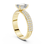 14KT Rose Gold Triple Row Emerald Cut D Color Lab Diamond Ring, Gift For Her