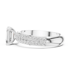 14KT Rose Gold Triple Row Emerald Cut D Color Lab Diamond Ring, Gift For Her