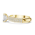 14KT Rose Gold Triple Row Emerald Cut D Color Lab Diamond Ring, Gift For Her