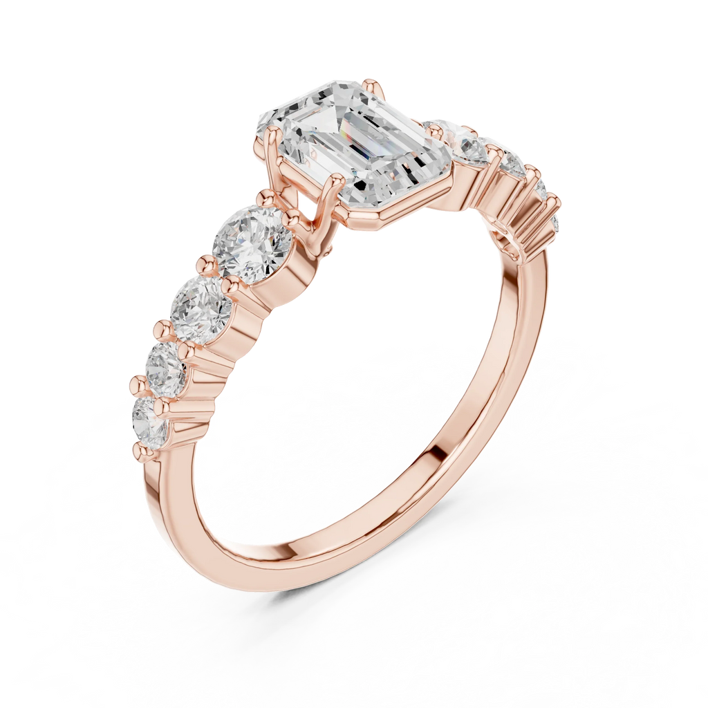 1.48 CTW 14K Gold Emerald Cut VVS Lab Diamond Anniversary Ring