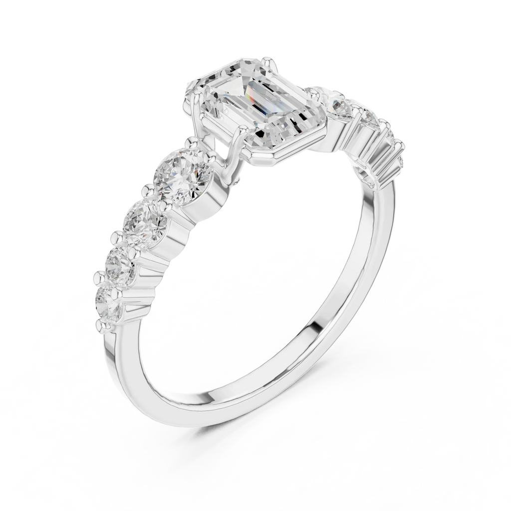 1.48 CTW 14K Gold Emerald Cut VVS Lab Diamond Anniversary Ring