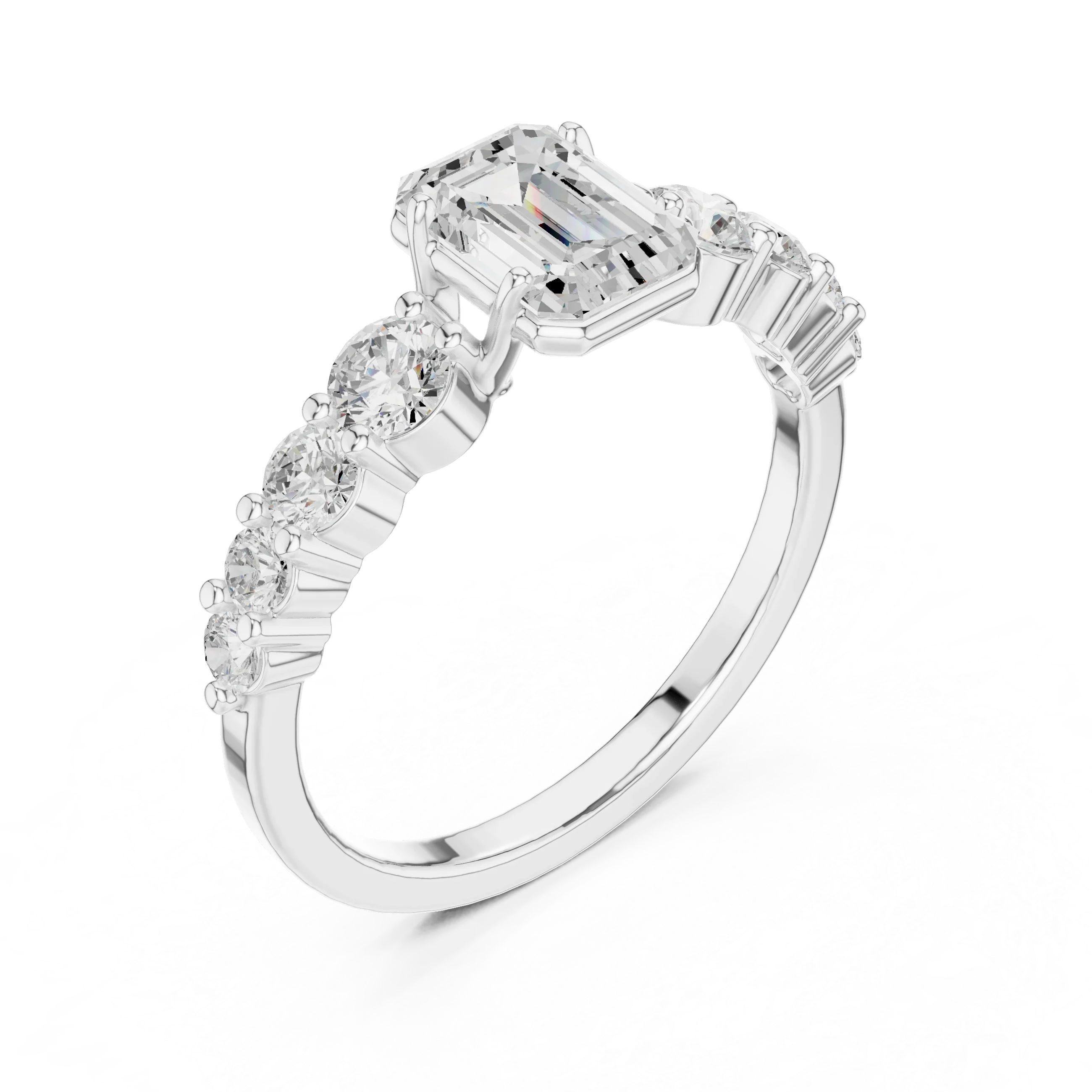 1.48 CTW 14K Gold Emerald Cut VVS Lab Diamond Anniversary Ring