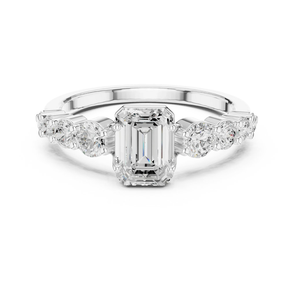 1.48 CTW 14K Gold Emerald Cut VVS Lab Diamond Anniversary Ring