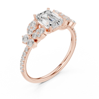 1.43 CTW 18K Gold Floral Cluster Emerald D Color Lab Diamond Engagement Ring
