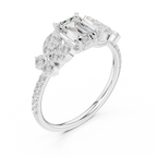 1.43 CTW 18K Gold Floral Cluster Emerald D Color Lab Diamond Engagement Ring