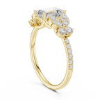 1.43 CTW 18K Gold Floral Cluster Emerald D Color Lab Diamond Engagement Ring