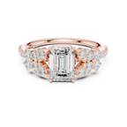 1.43 CTW 18K Gold Floral Cluster Emerald D Color Lab Diamond Engagement Ring