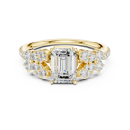 1.43 CTW 18K Gold Floral Cluster Emerald D Color Lab Diamond Engagement Ring