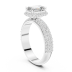 1.44 CTW 10K White Gold Halo Emerald VVS1 Moissanite Engagement Ring