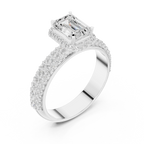 1.44 CTW 10K White Gold Halo Emerald VVS1 Moissanite Engagement Ring