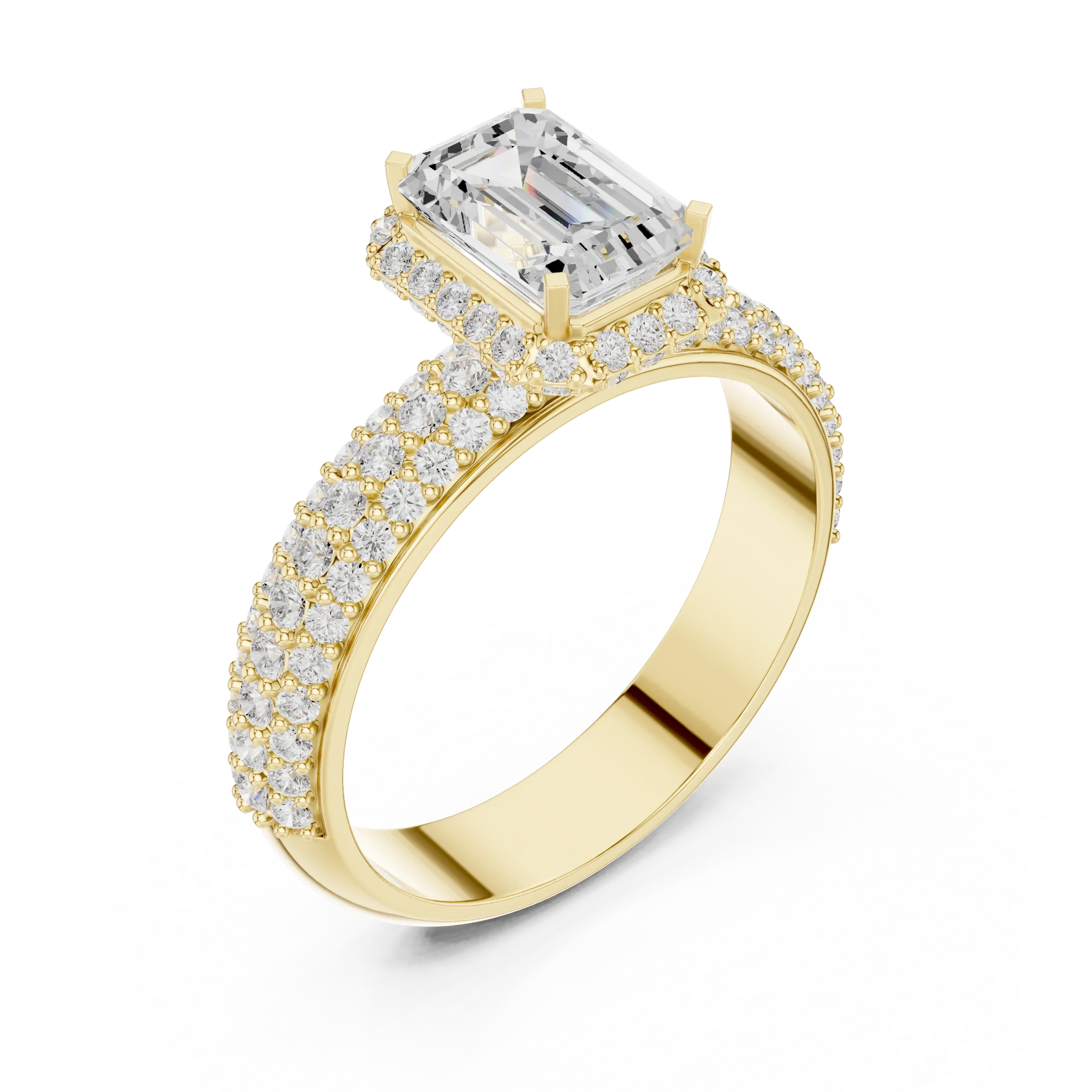 1.44 CTW 10K White Gold Halo Emerald VVS1 Moissanite Engagement Ring