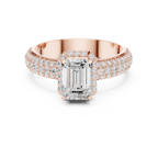 1.44 CTW 10K White Gold Halo Emerald VVS1 Moissanite Engagement Ring