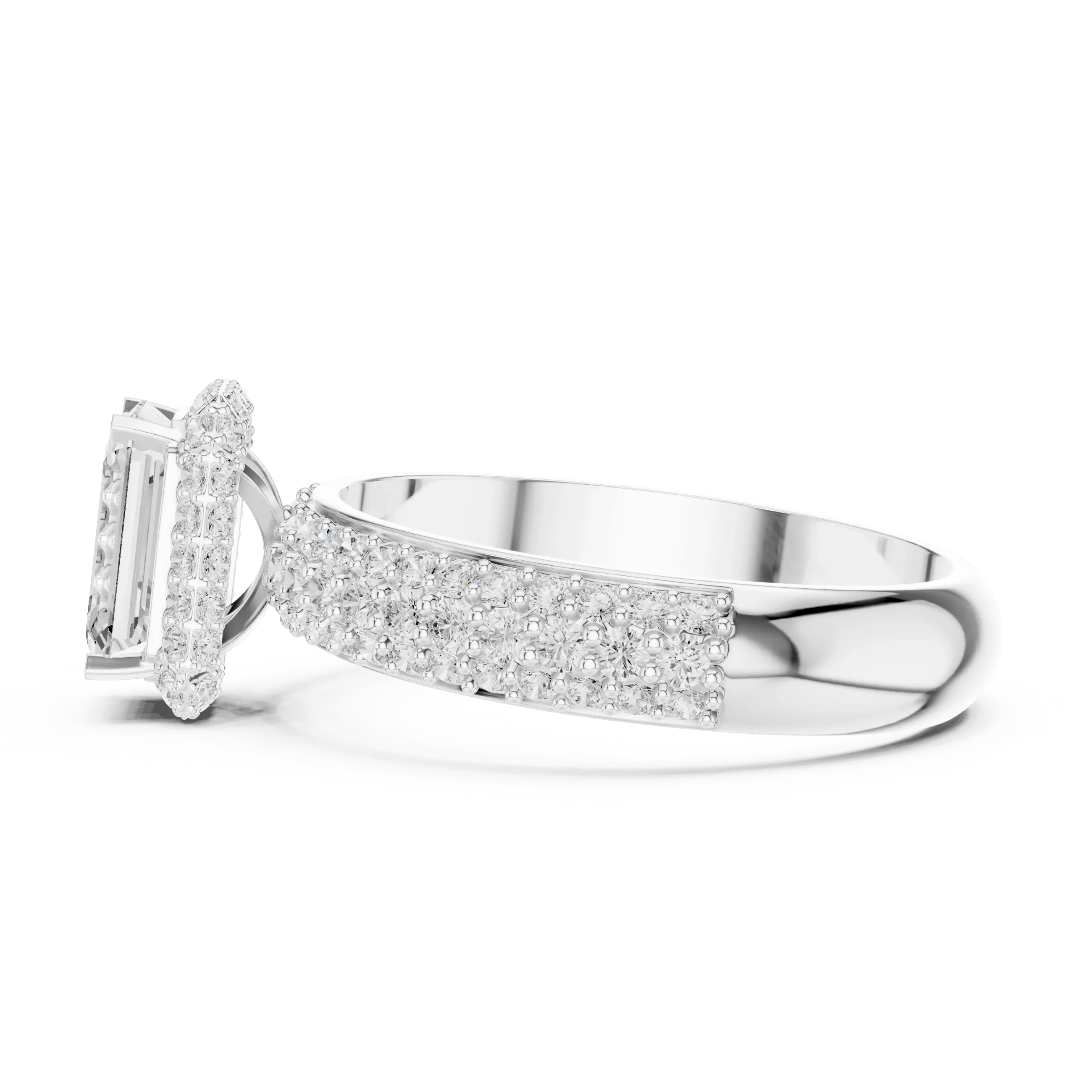 1.44 CTW 10K White Gold Halo Emerald VVS1 Moissanite Engagement Ring