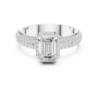 1.44 CTW 10K White Gold Halo Emerald VVS1 Moissanite Engagement Ring