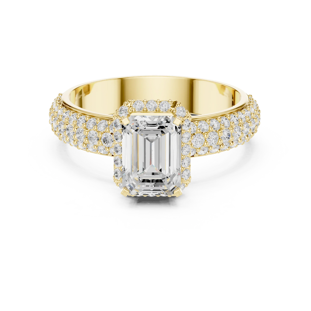 1.44 CTW 10K White Gold Halo Emerald VVS1 Moissanite Engagement Ring