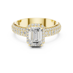 1.44 CTW 10K White Gold Halo Emerald VVS1 Moissanite Engagement Ring