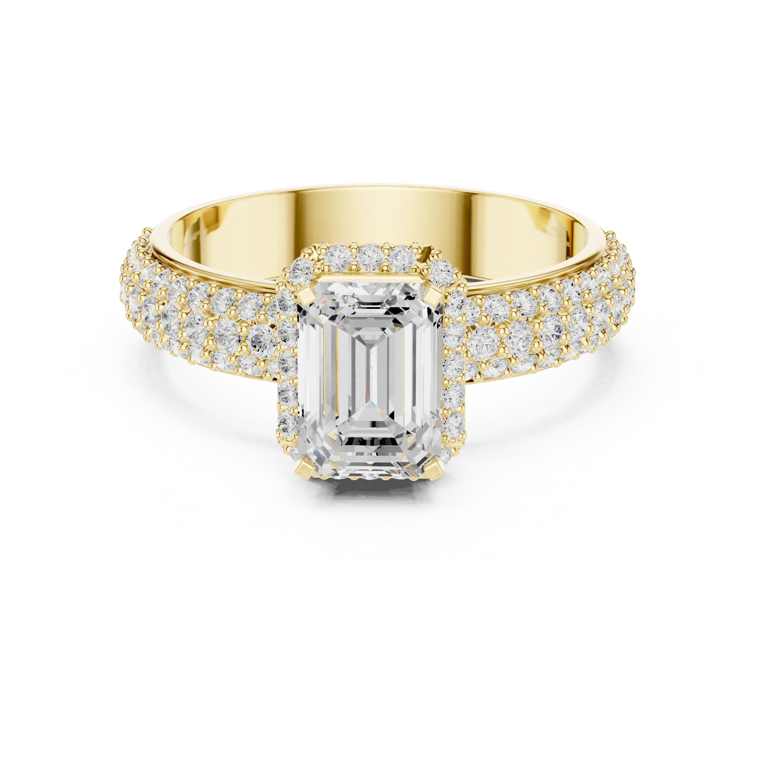 1.44 CTW 10K White Gold Halo Emerald VVS1 Moissanite Engagement Ring