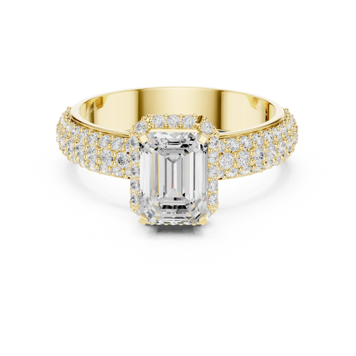 1.44 CTW 10K White Gold Halo Emerald VVS1 Moissanite Engagement Ring