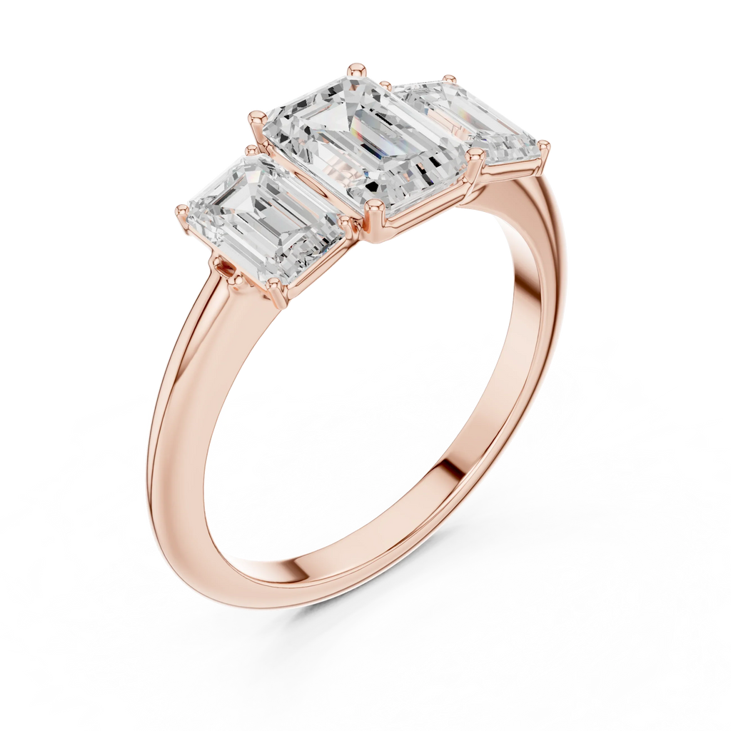 1.86 CTW Three Stone Emerald Lab Diamond Engagement Ring
